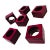 Vintage Magenta Square Embossed Plastic Napkin Rings - a Set of 6 For Sale