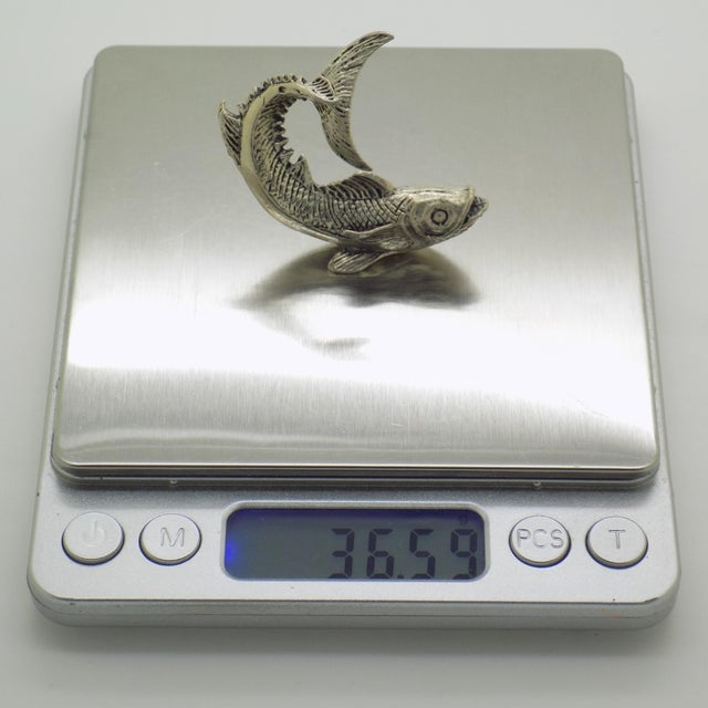 Silver Vintage Italian Silver 800 Good Luck Fish Figurine with Raised Tail, 1950s For Sale - Image 8 of 11