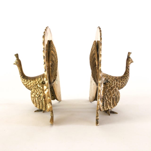 Vintage Mid Century Brass Peacock Bookends With Detail a Pair Chairish