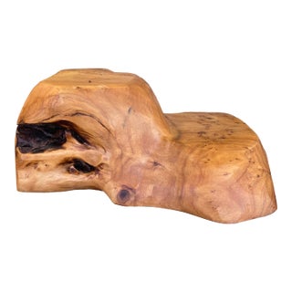 Hand-Carved Live Edge Likely Burl Wood Display Stand or Sculpture Base With Organic Form. For Sale
