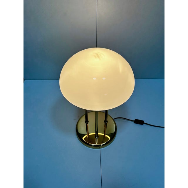 Brass Table Lamp with Opal Glass Dome, Germany, 1970s For Sale - Image 4 of 15