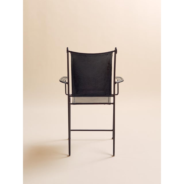 Baroque The Vintage Spanish Wrought Iron & Leather Scroll-Back Armchair, Pair For Sale - Image 3 of 17