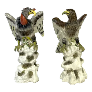 19th Century Chelsea Porcelain Coordinating Vulture Figures- a Pair