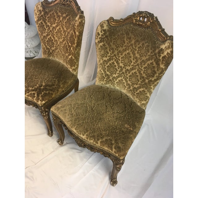 Art Nouveau French Velvet Side Chairs - a Pair For Sale - Image 3 of 12