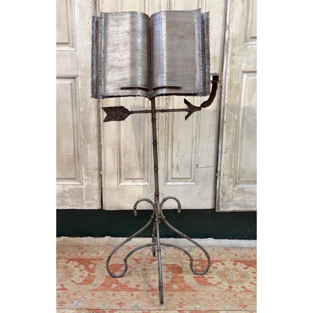 Italian Trompe l’Oeil Faux-Bamboo Iron Music Stand with Candlestick, Circa 1970s For Sale - Image 13 of 15