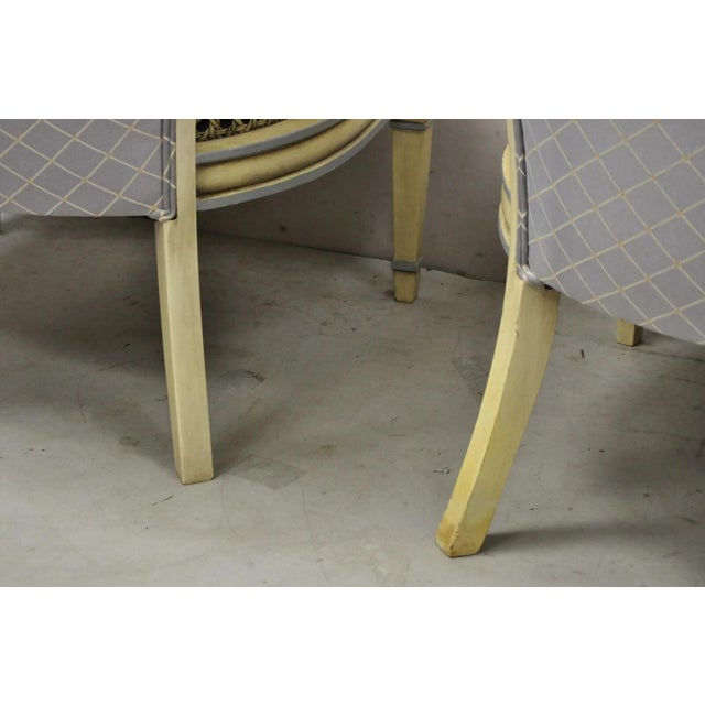 Cream Vintage Hollywood Regency Cream Painted Cane Side Club Lounge Chairs - A Pair For Sale - Image 8 of 12