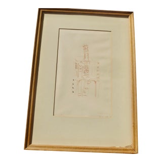 Agnes Enters Conte Crayon Drawing 1934 For Sale