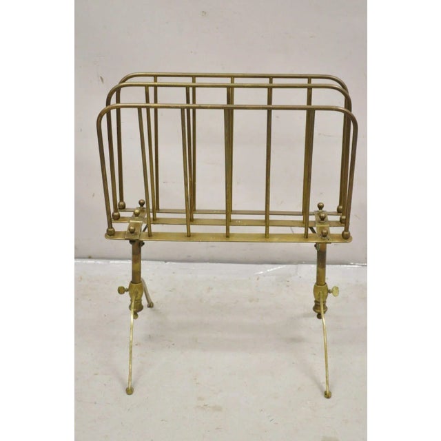 Mid-Century Modern Mid 20th Century Vintage A. Ravenel Paris French Mid Century Modern Brass Magazine Rack Stand For Sale - Image 3 of 12