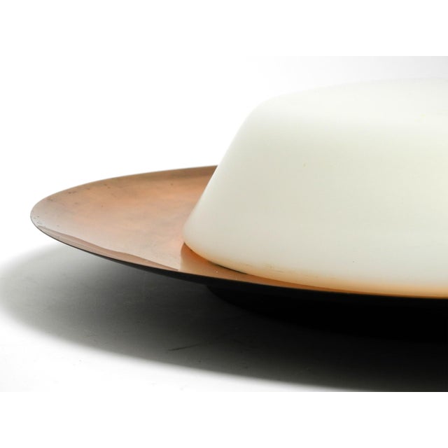 Large Mid-Century Ceiling Lamps in Glass with Copper-Plated Metal Reflector by Kaiser Leuchten, Set of 2 For Sale - Image 12 of 18