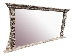 Large Antique English Ornate Carved Wood Framed Mirror