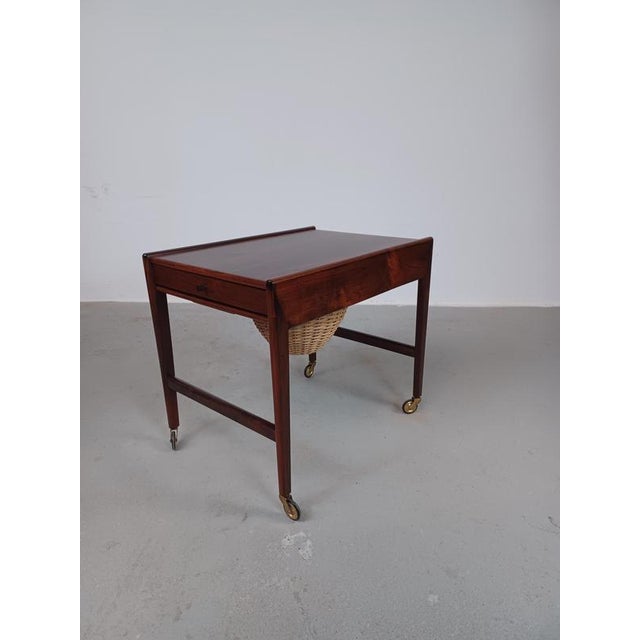 Brown Fully Danish Rosewood Sewing Table, 1960s For Sale - Image 8 of 16