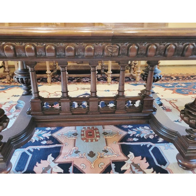 Wood 19th C Belgian Baroque Walnut Dining Banquet Table For Sale - Image 7 of 13