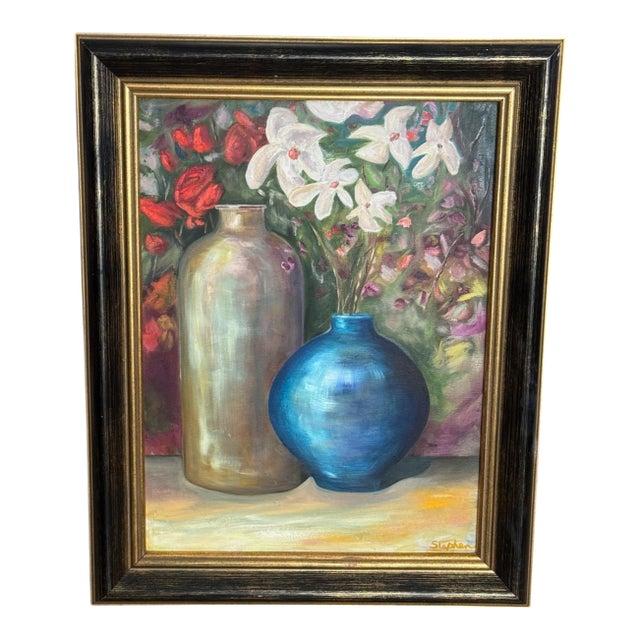 Original Still Life Oil Painting Signed & Framed For Sale
