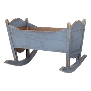 Mid 19th Century Swedish Painted Pine Rocking Cradle, 1860s For Sale