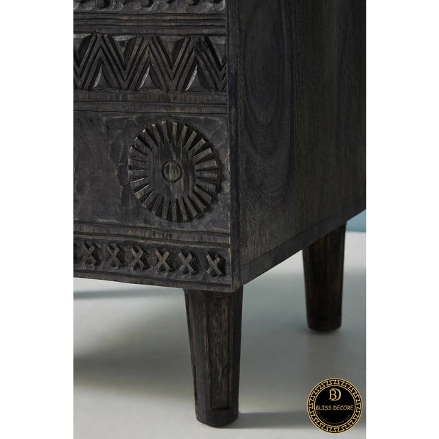 Wood Handcarved Wooden Nightstand For Sale - Image 7 of 8