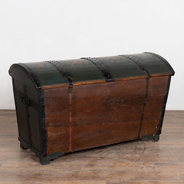 Original Green Painted Swedish Dome Top Trunk Dated 1853 For Sale - Image 13 of 13
