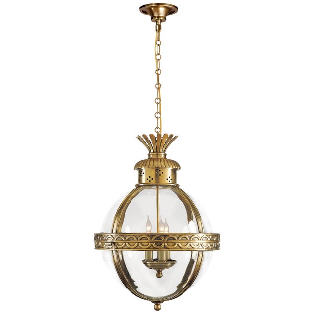 Crown Top Banded Globe Lantern in Antique-Burnished Brass with Clear Glass Designer: Chapman & Myers Canopy: 5.5" Round...