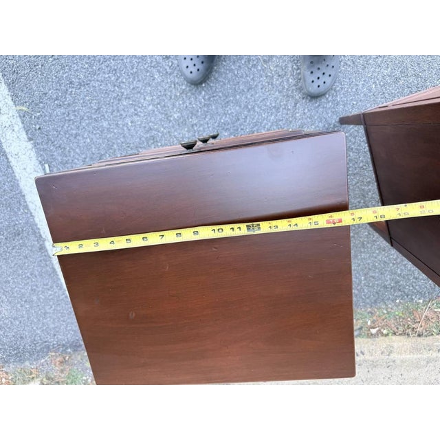 Early 20th Century Pair of Regency Style Inlaid Mahogany Three Drawer Bedside Tables/ Nightstands For Sale - Image 16 of 18