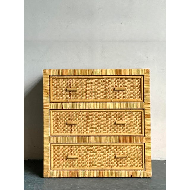 Contemporary Vintage Boho Wrapped Rattan Chest of Drawers For Sale - Image 3 of 6
