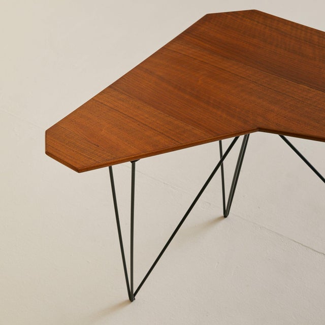 Metal Italian Walnut + Metal Console or Corner Desk, 1950s For Sale - Image 7 of 10