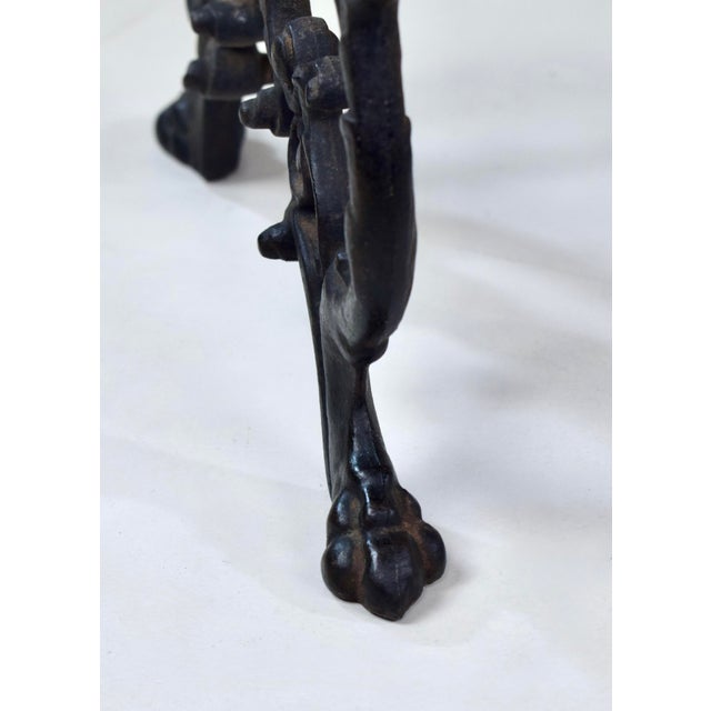Blue Antique Cast Iron Window Bench, Victorian Style, Woven Upholstery, Usa For Sale - Image 8 of 10