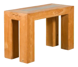 Chinese Vintage Wooden Bench with Antique Courtyard Stone Top Inlay