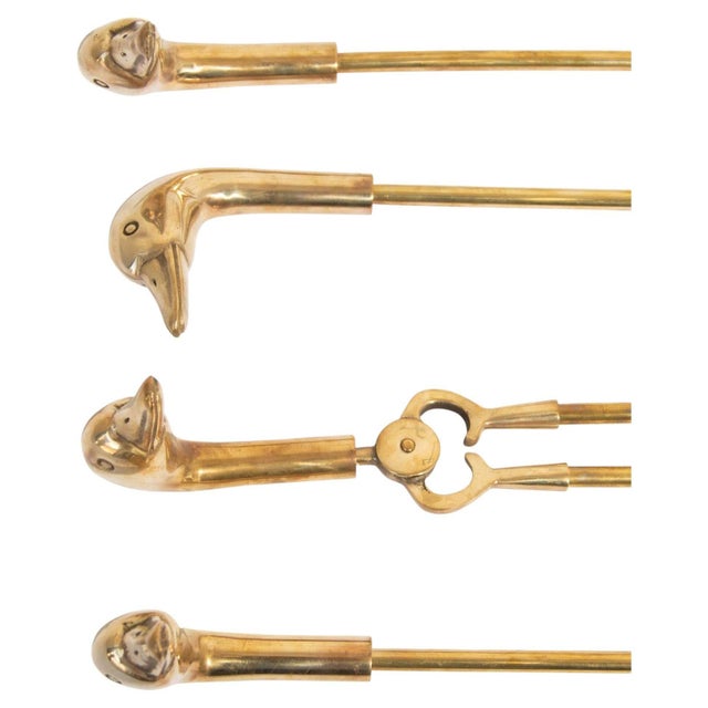 Vintage French Solid Brass Duck Head Fireplace Tool Set, Maison Jansen Style, 19 For Sale - Image 12 of 17