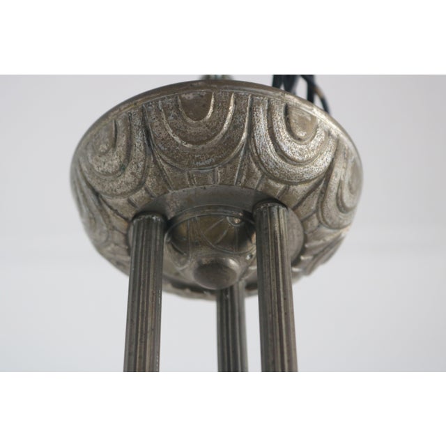 Art Deco French Chandelier in Silvered Bronze by Muller Frères, 1925 For Sale - Image 10 of 11