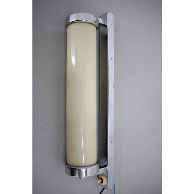Glass Bauhaus Chrome Wall Lamp or Sconce, 1930s For Sale - Image 7 of 8