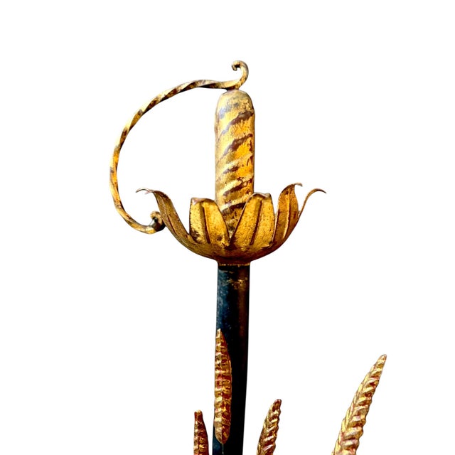 Mid-Century Modern Monumental Vintage Mid Century Italian Gilt Metal Wall Sconces - 38.5" - A Pair For Sale - Image 3 of 9