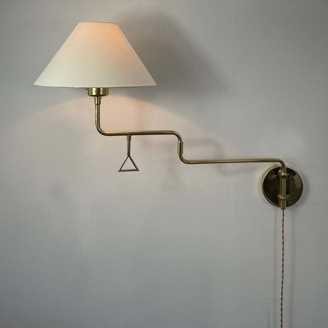 Articulating Brass Wall Light, 1950s For Sale - Image 12 of 16