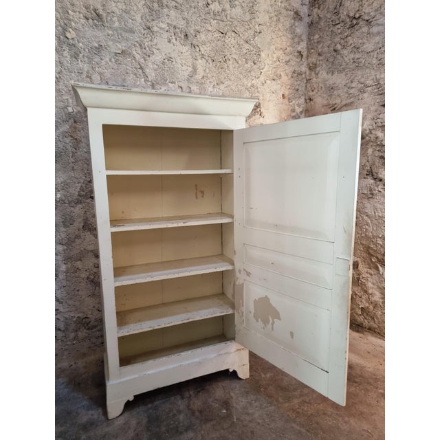 Rustic Antique French Pine Cabinet in Off-White Paint, 1900-1920 For Sale - Image 3 of 15