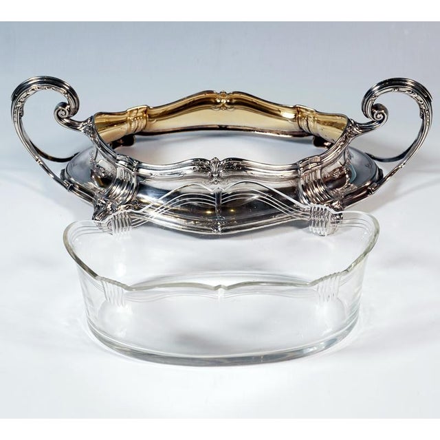Art Nouveau Silver Jardiniere with Cut Glass Liner by Wilhelm Binder, Germany, 1900s For Sale - Image 6 of 8