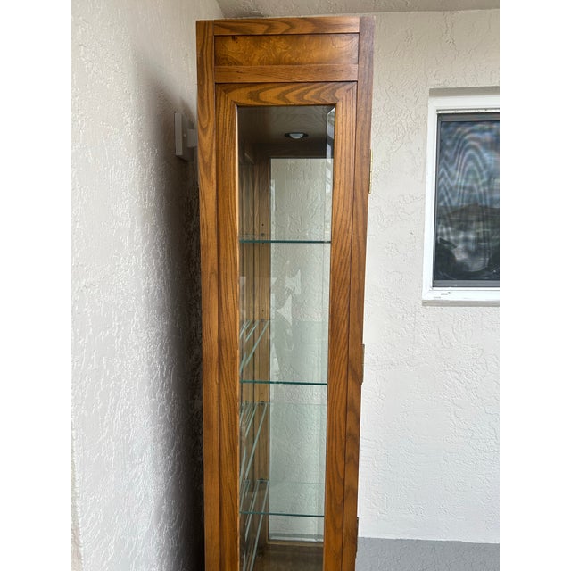 Campaign 1980s Henredon Scene One Oak Lighted Curio Cabinet For Sale - Image 3 of 12