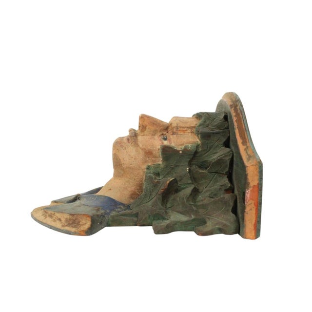 European Carved and Painted Wooden Figural Wall Shelf For Sale In Tampa - Image 6 of 10