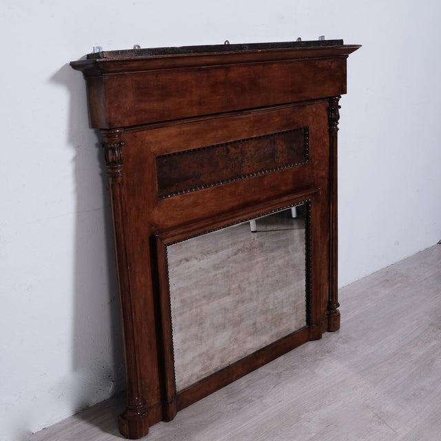 Antique Walnut Fireplace Mirror, 1800s For Sale - Image 9 of 18