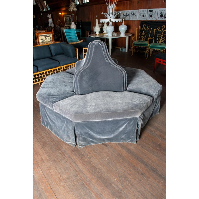 Gray Dark Grey Velvet Bourne, Round Sofa For Sale - Image 8 of 12
