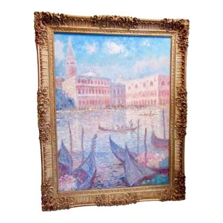 Jason He, Impressions of Venice, Framed Seascape, Palette Oil on Canvas For Sale