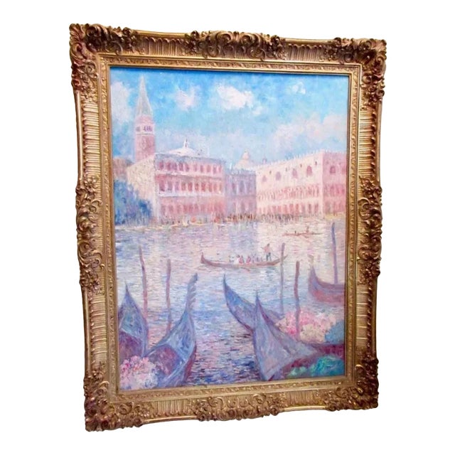 Jason He, Impressions of Venice, Framed Seascape, Palette Oil on Canvas For Sale
