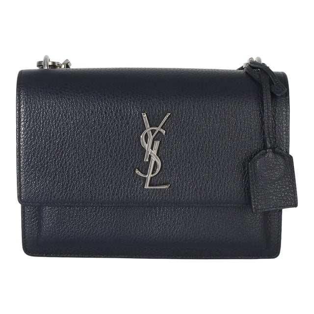 Navy Grained Calfskin Medium Monogram Sunset Bag For Sale