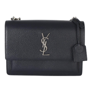 Navy Grained Calfskin Medium Monogram Sunset Bag