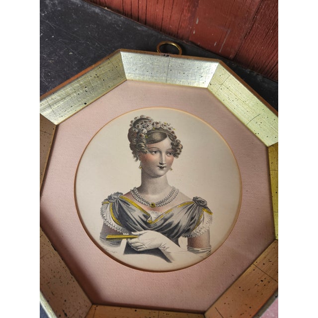 Beautifully framed with pink mats the beautiful bejeweled ladies add alot of charm to your interior. Octagonal Gilt Frames...