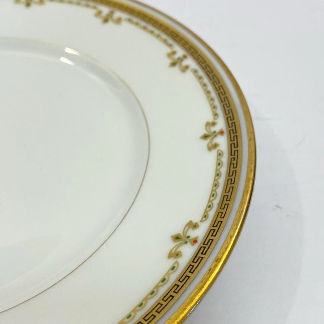 French Antique Bernardaud B&c Limoges Gilt Greek Key Dessert Plates - Set of 5 For Sale - Image 3 of 10