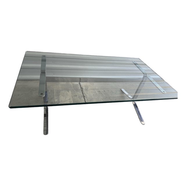 Italian Chrome Coffee Table Joker Attributed to Olivier Mourgue for Airborne 60s For Sale