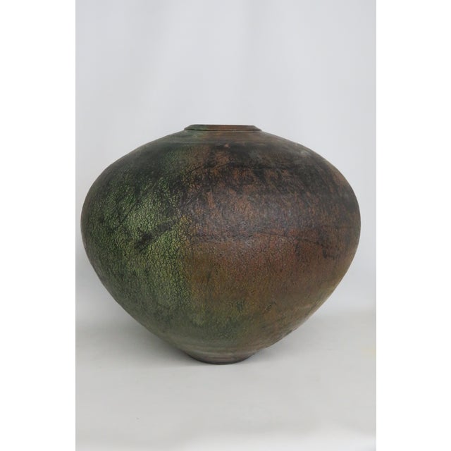Harvey Sadow Style Raku Art Pottery Vase 1983 Large Round Stoneware Vessel 4999b For Sale - Image 13 of 16