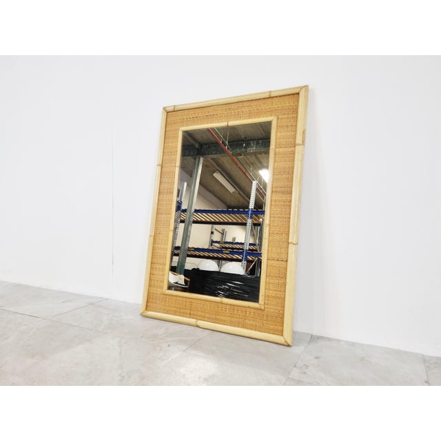 Boho Chic Mid-Century Bamboo Mirror attributed to Dal Vera, 1960s For Sale - Image 3 of 9