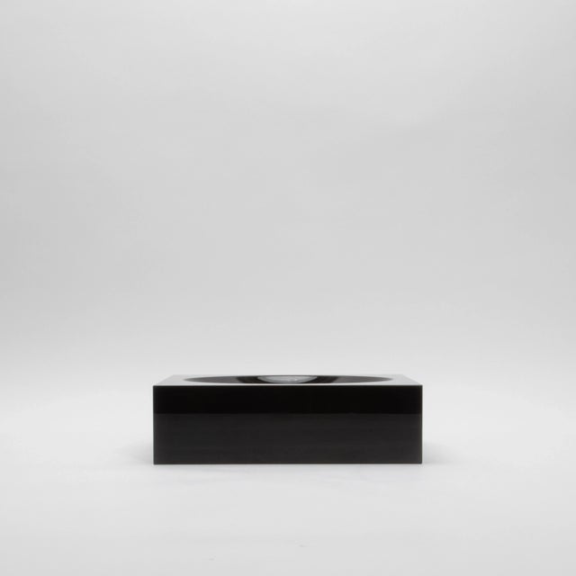 Modern Crystal Black Convex Bowl by Ka Glass For Sale - Image 3 of 7