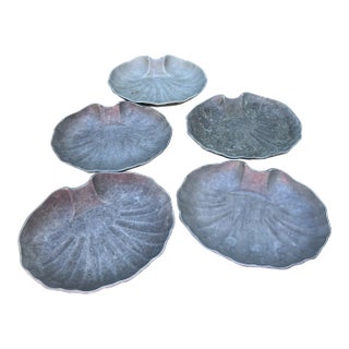Late 20th Century Collection of Pewter Shell Bowls- Set of 5 For Sale