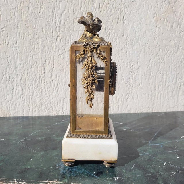 Louis XVI Style Bronze and White Marble Clock, 19th Century For Sale - Image 13 of 14