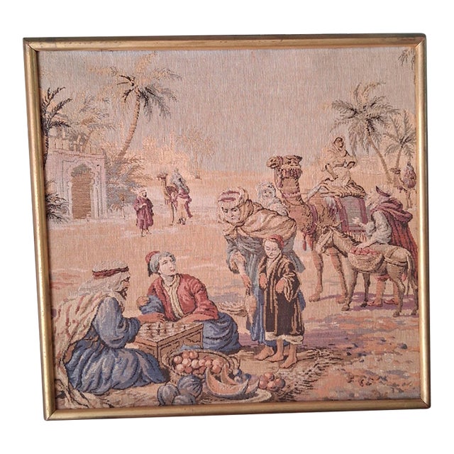 Framed Early Twentieth Century Middle Eastern Orientalist Tapestry For Sale
